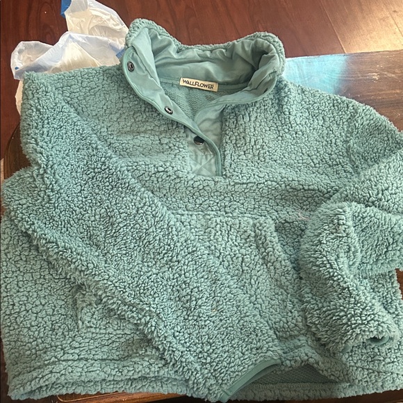 Wallflower Sweaters - Wallflower Women's Plush Teal Cowl Sweater